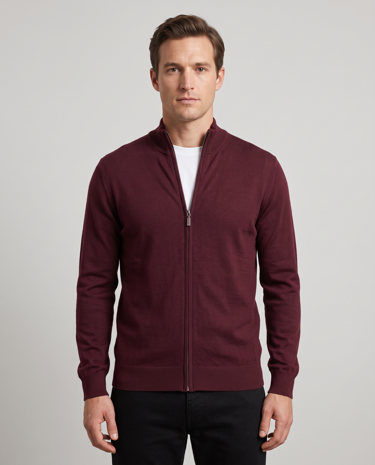 Zemax Full-Zip Džemper Bordo - fotografija 3