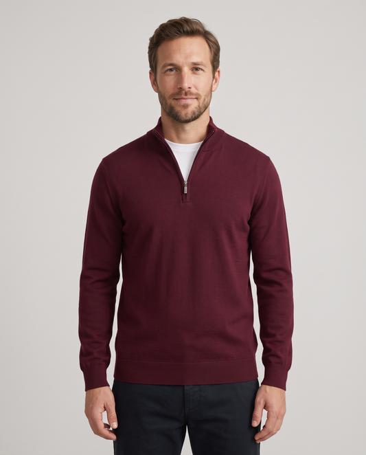 Zemax Half-Zip Džemper Bordo - fotografija 2