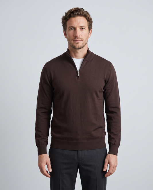 Zemax Half-Zip Džemper Braon - fotografija 2