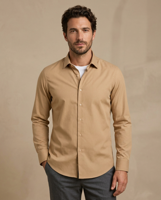 Zemax Klasična Košulja Camel - na modelu