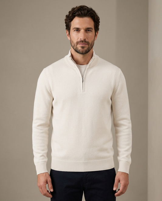 Zemax Half-Zip Džemper Beli - fotografija 2