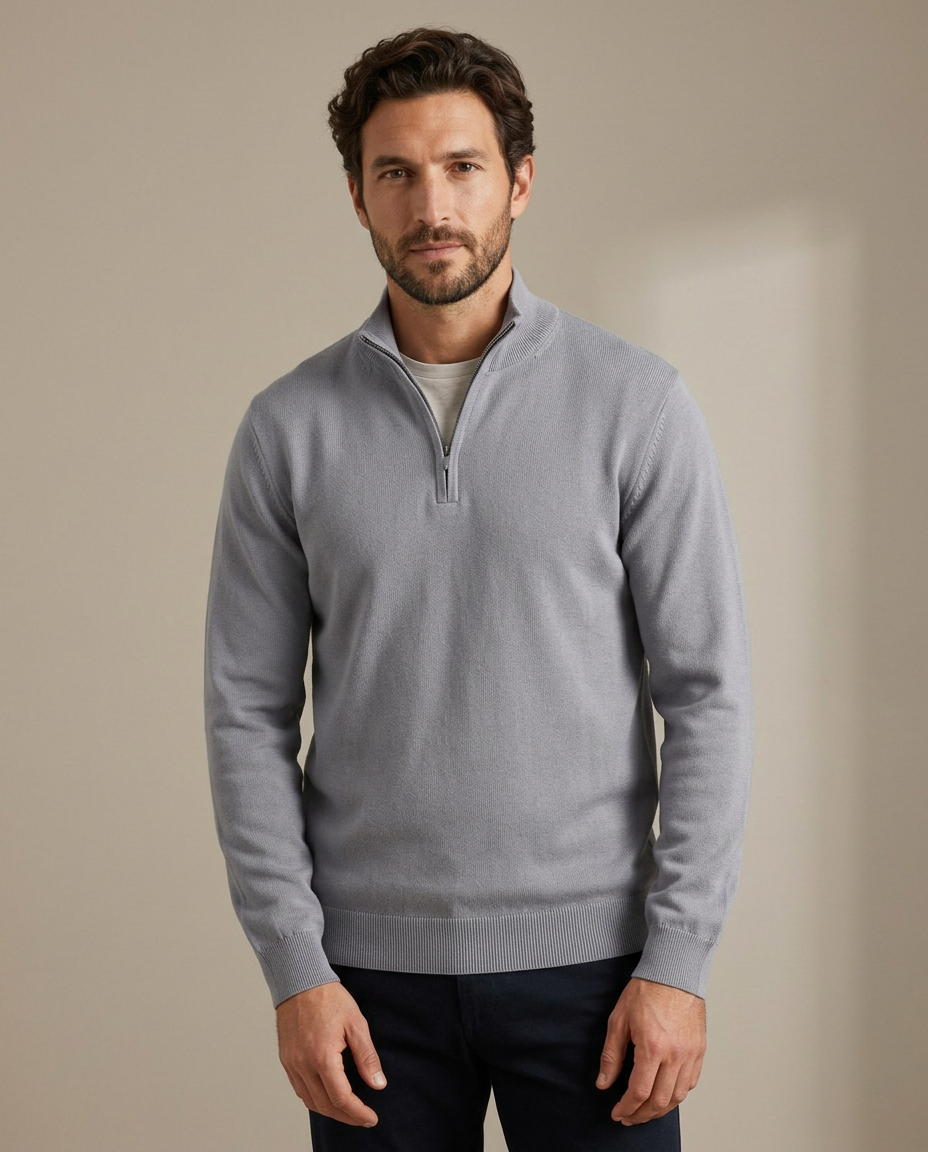 Zemax Half-Zip Džemper Sivi - fotografija 2