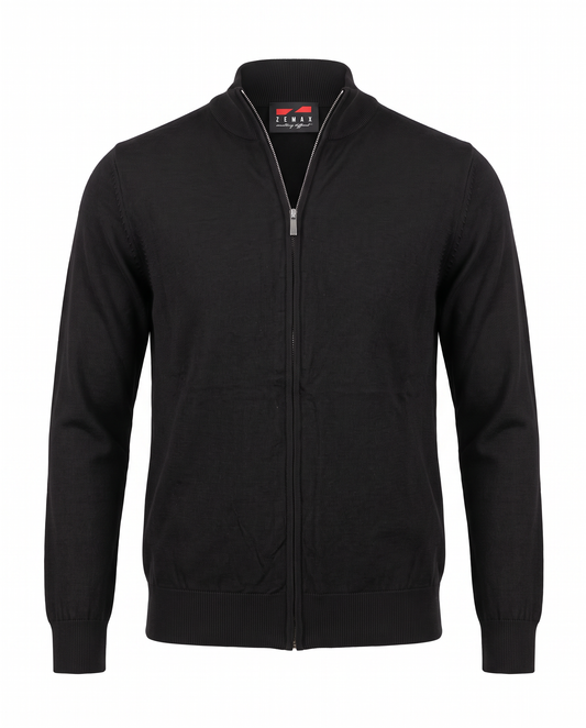 Zemax Full-Zip Džemper Crni - fotografija 1