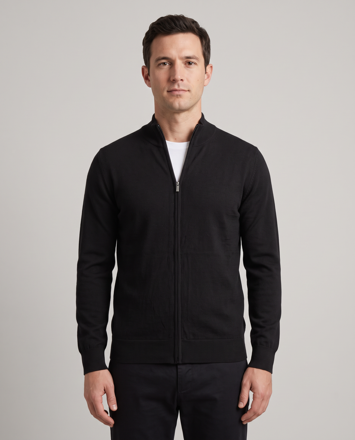 Zemax Full-Zip Džemper Crni - fotografija 5