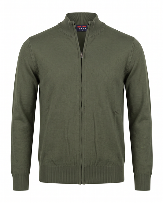 Zemax Full-Zip Džemper Maslinasti - fotografija 1