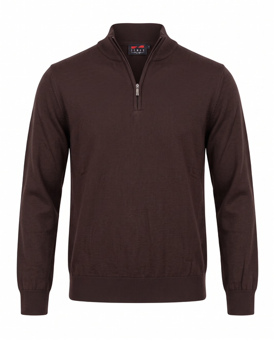 Zemax Half-Zip Džemper Braon - fotografija 1