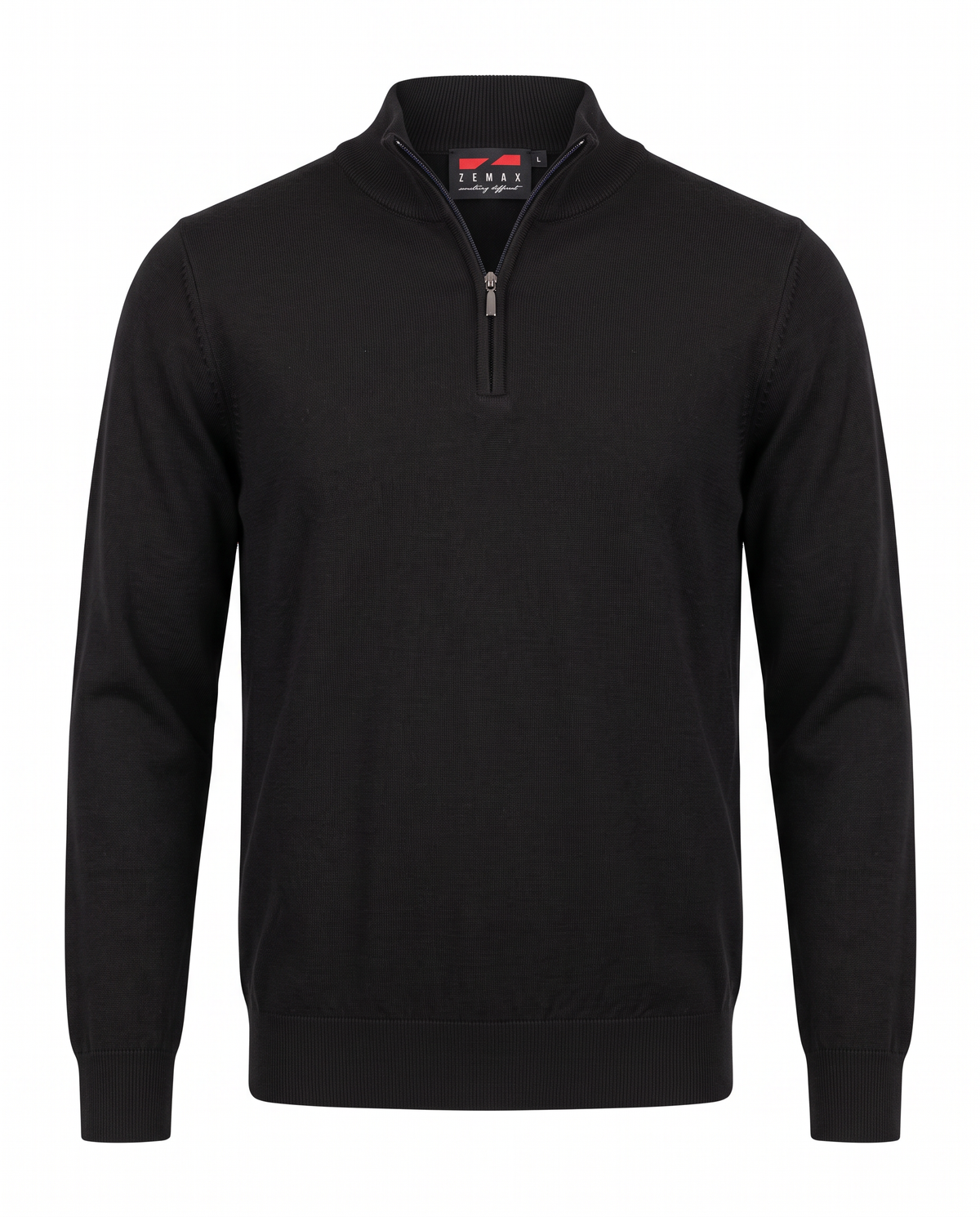 Zemax Half-Zip Džemper Crni - fotografija 1