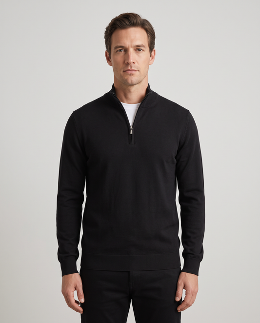 Zemax Half-Zip Džemper Crni - fotografija 2