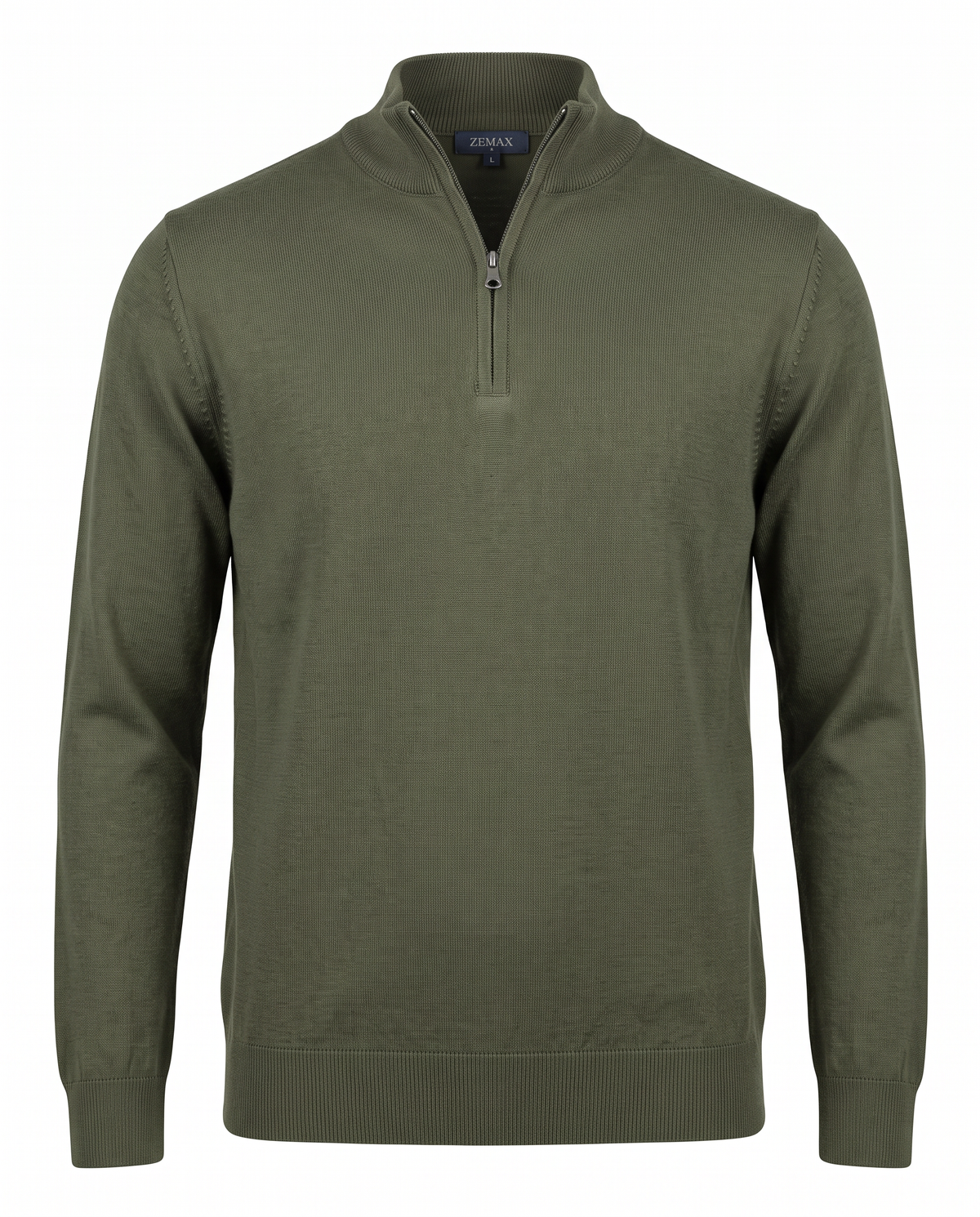 Zemax Half-Zip Džemper Maslinasti - fotografija 1