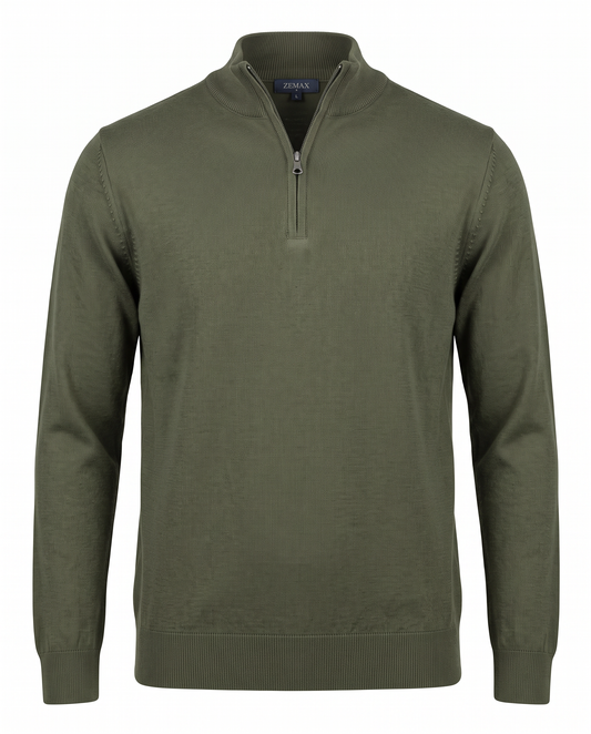 Zemax Half-Zip Džemper Maslinasti - fotografija 1