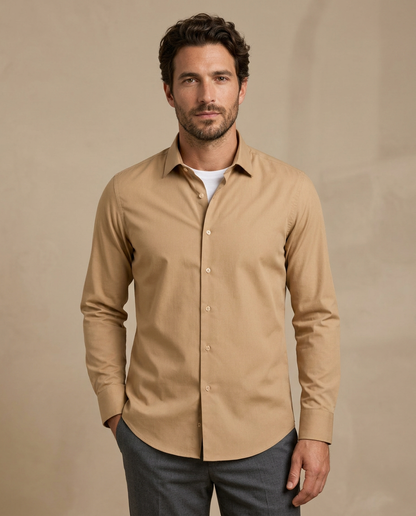 Zemax Klasična Košulja Camel - na modelu