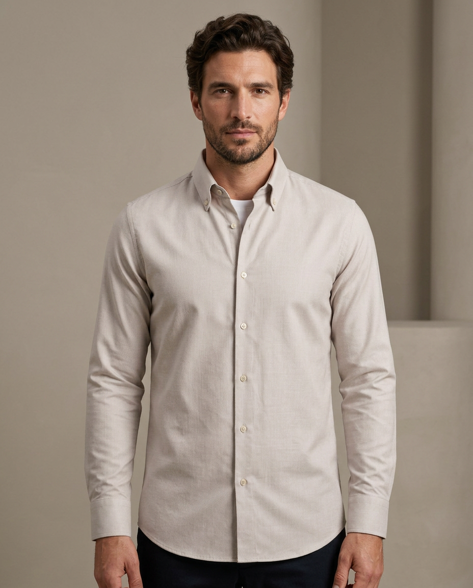 Zemax Oxford Košulja Bež - na modelu