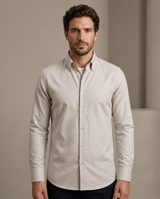 Zemax Oxford Košulja Bež - na modelu