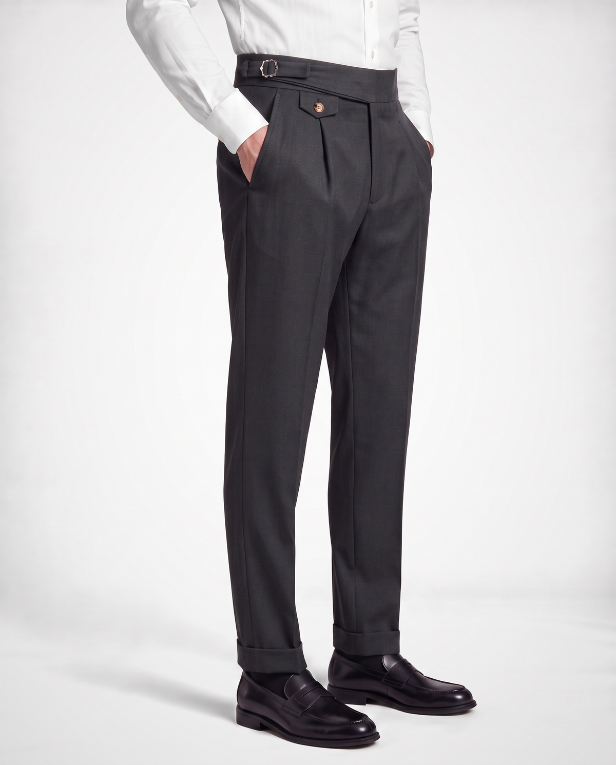 Zemax Pantalone Falte Kopča – Antracit – bočni prikaz