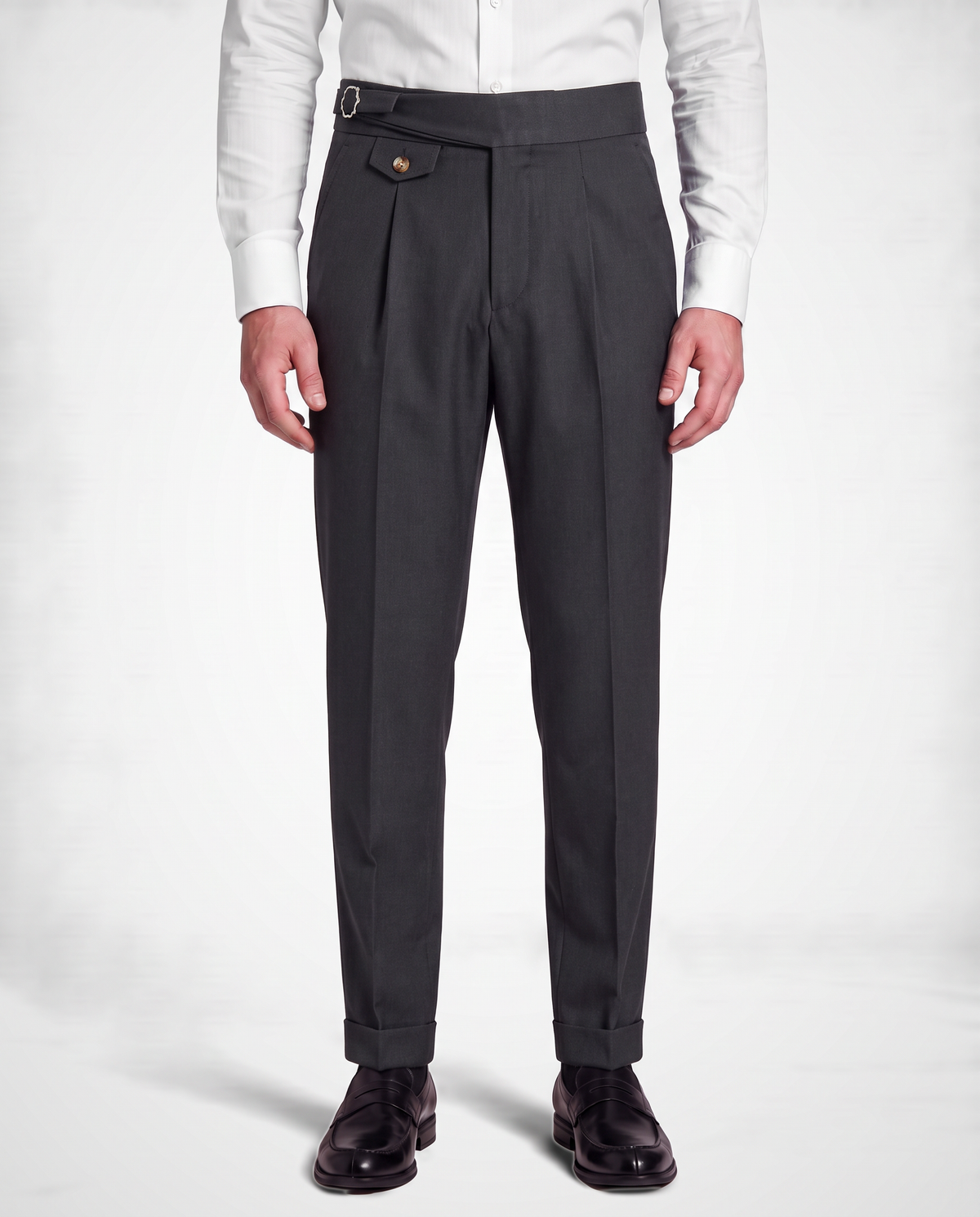 Zemax Pantalone Falte Kopča – Antracit – prednja strana