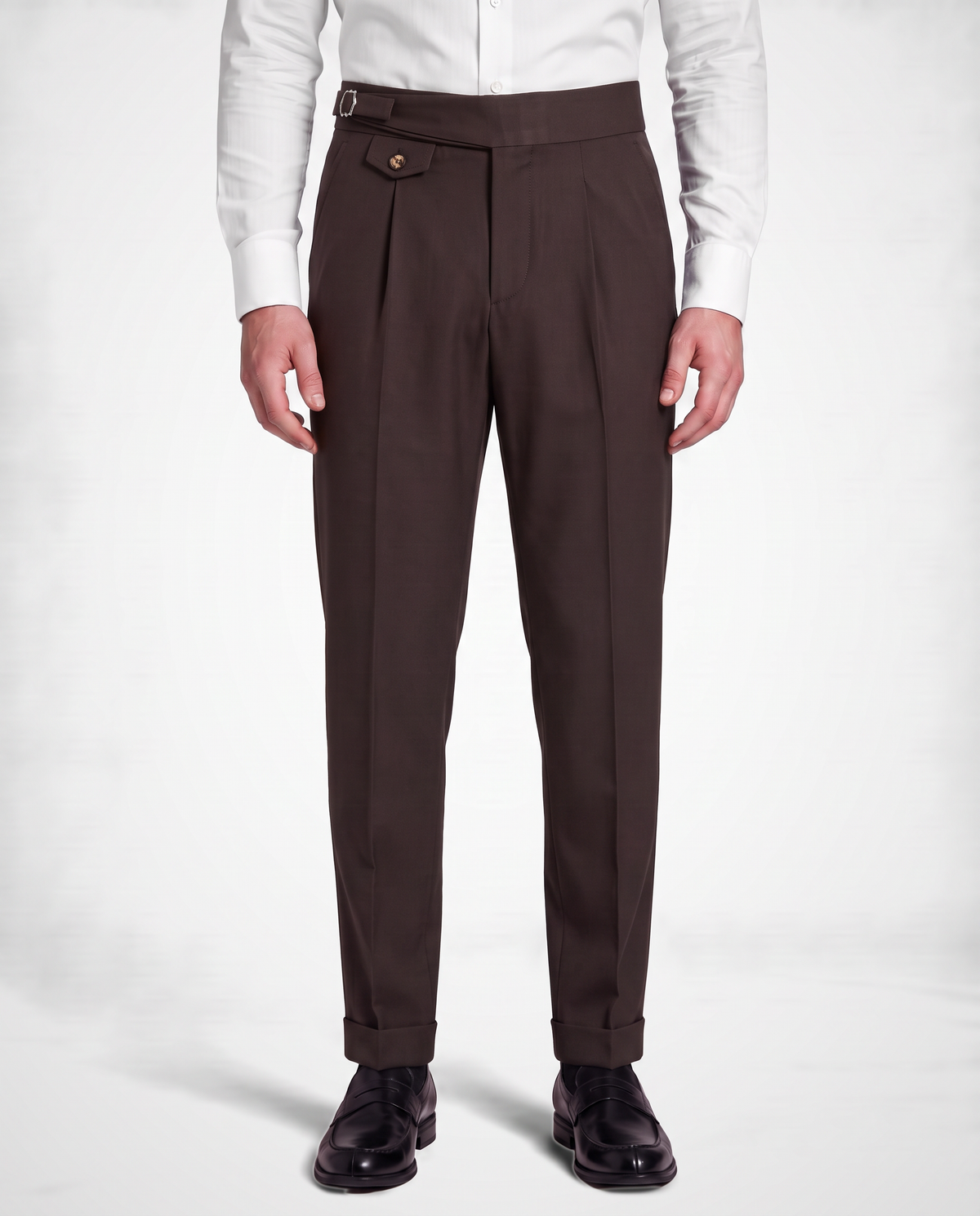 Zemax Pantalone Falte Kopča – Braon – prednja strana