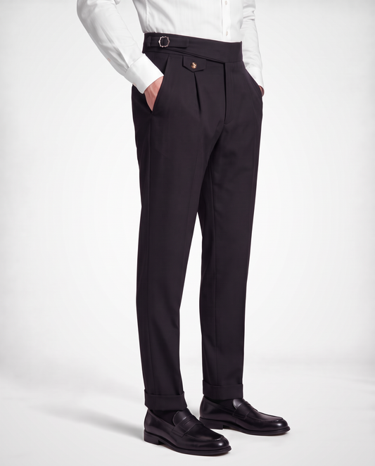 Zemax Pantalone Falte Kopča – Crna – bočni prikaz