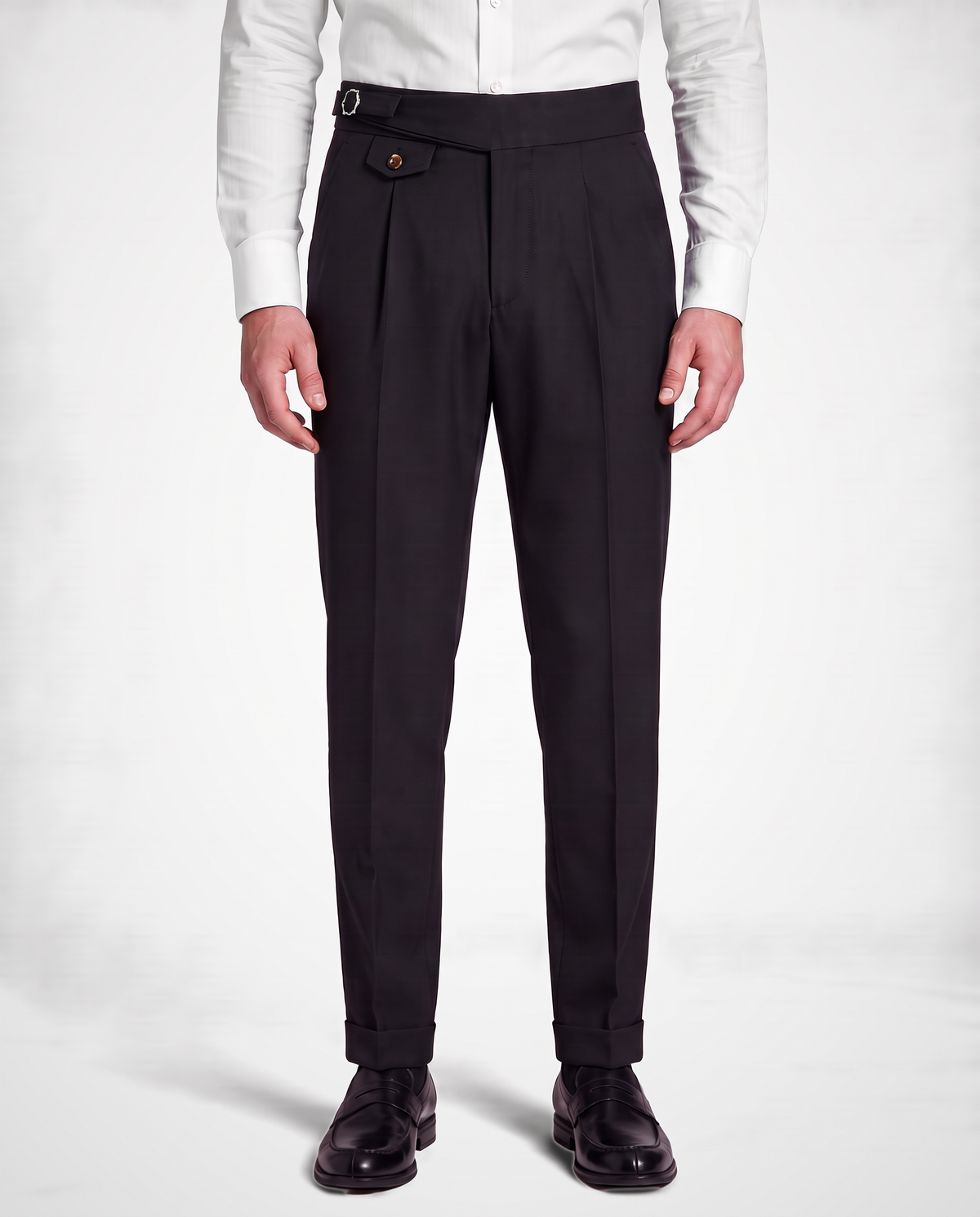Zemax Pantalone Falte Kopča – Crna – prednja strana