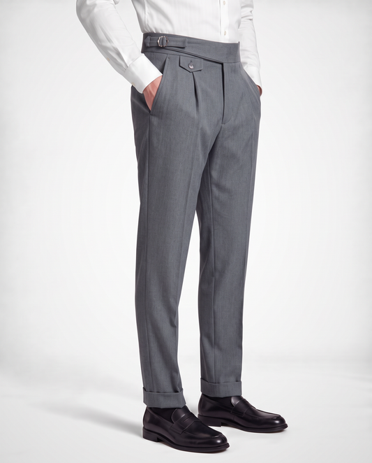 Zemax Pantalone Falte Kopča – Siva – bočni prikaz