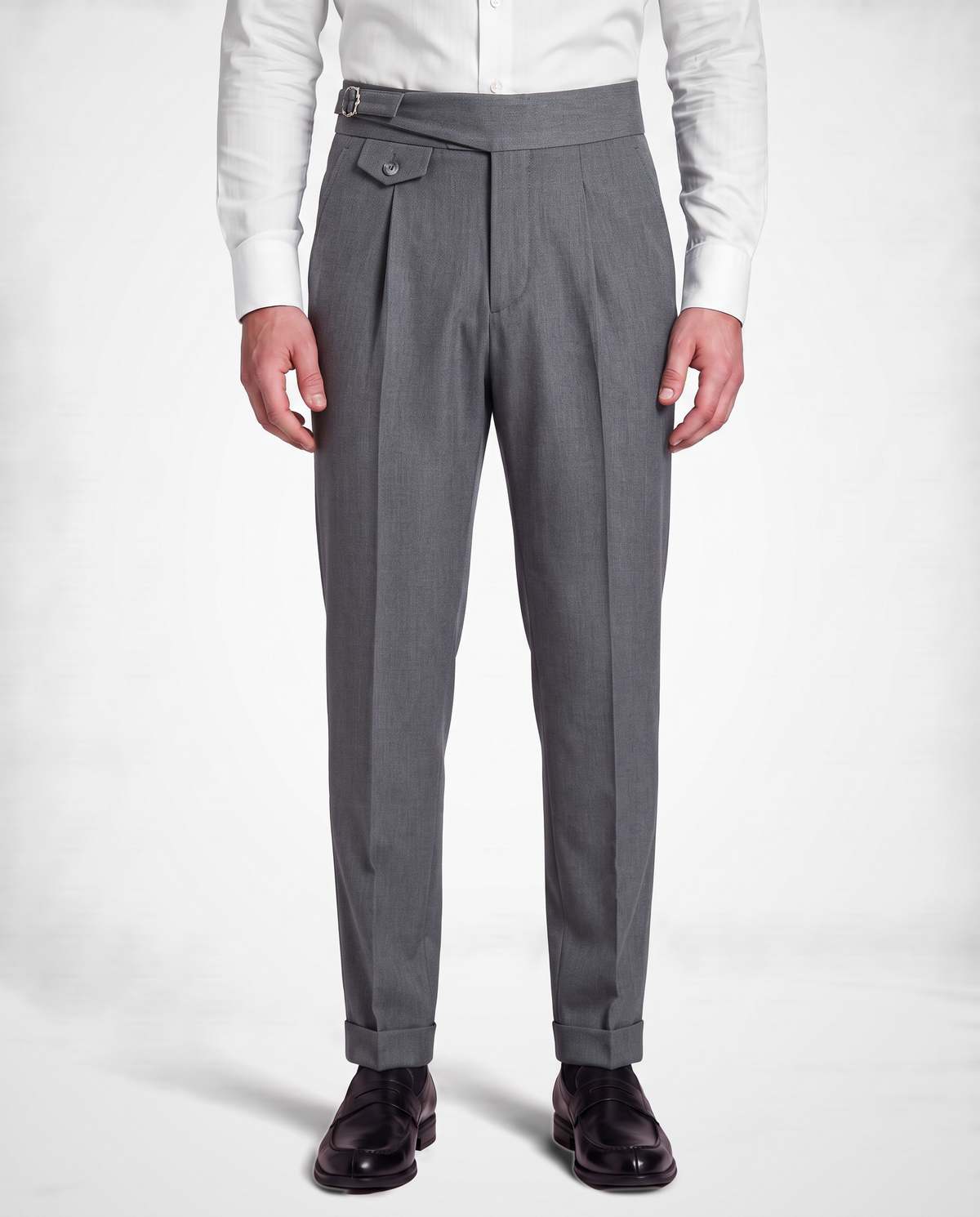Zemax Pantalone Falte Kopča – Siva – prednja strana