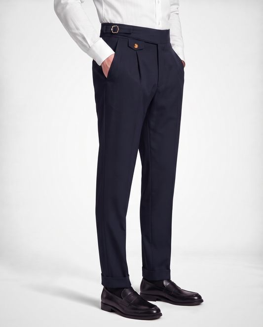 Zemax Pantalone Falte Kopča – Teget – bočni prikaz