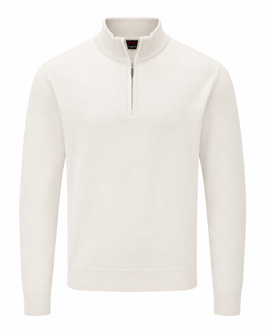 Zemax Half-Zip Džemper Beli - fotografija 1