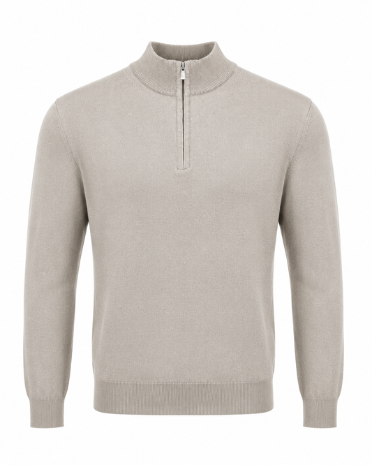 Zemax Half-Zip Džemper Bež - fotografija 1