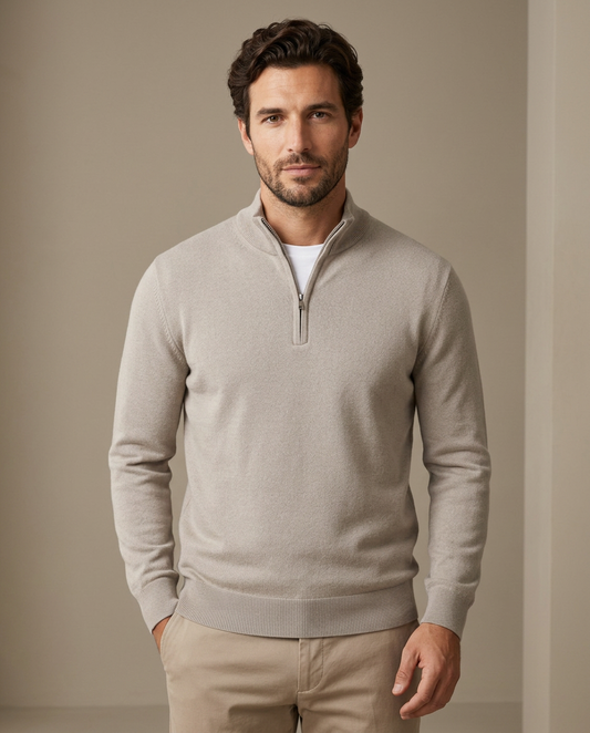 Zemax Half-Zip Džemper Bež - fotografija 2