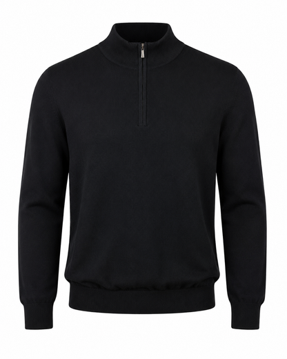 Zemax Half-Zip Džemper Crni - fotografija 1