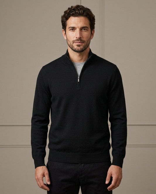 Zemax Half-Zip Džemper Crni - fotografija 2