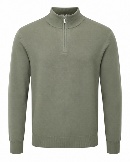 Zemax Half-Zip Džemper Maslinasti - fotografija 1