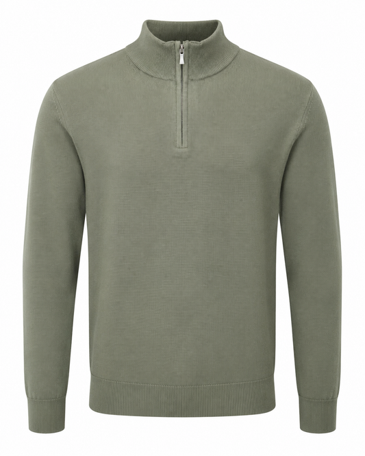 Zemax Half-Zip Džemper Maslinasti - fotografija 1