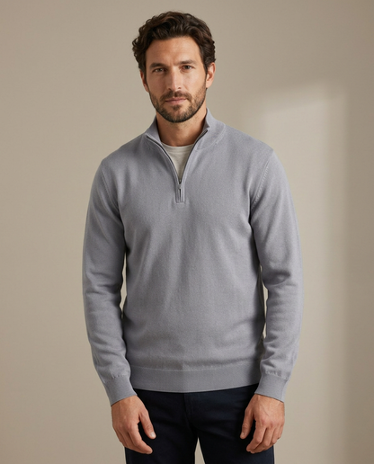 Zemax Half-Zip Džemper Sivi - fotografija 2