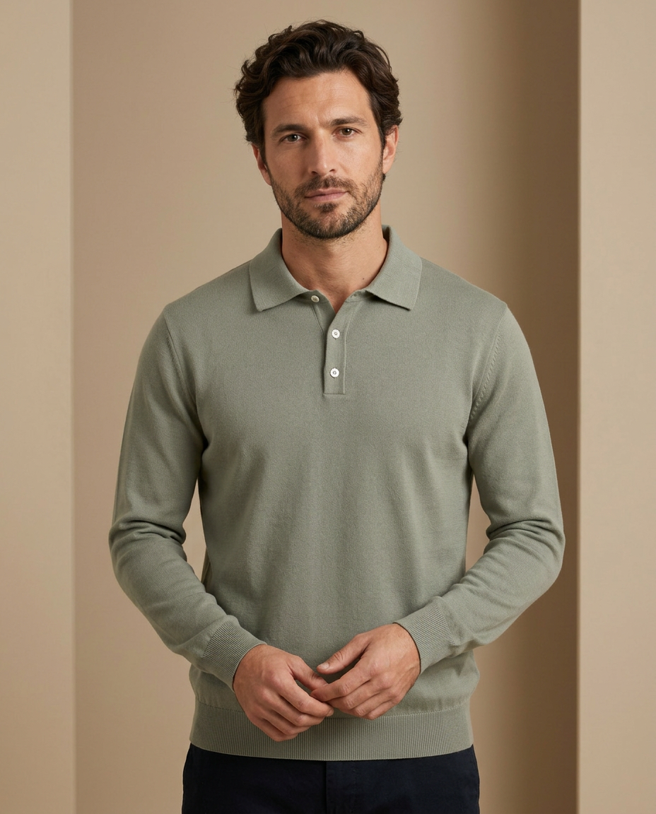 Zemax Polo Džemper Maslinasta - na modelu